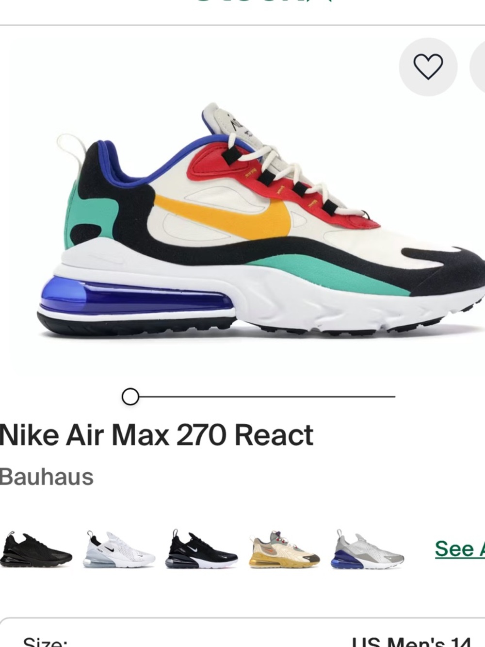 Nike Air Max 270 React - White with Yellow, Teal, Black & Red Accents